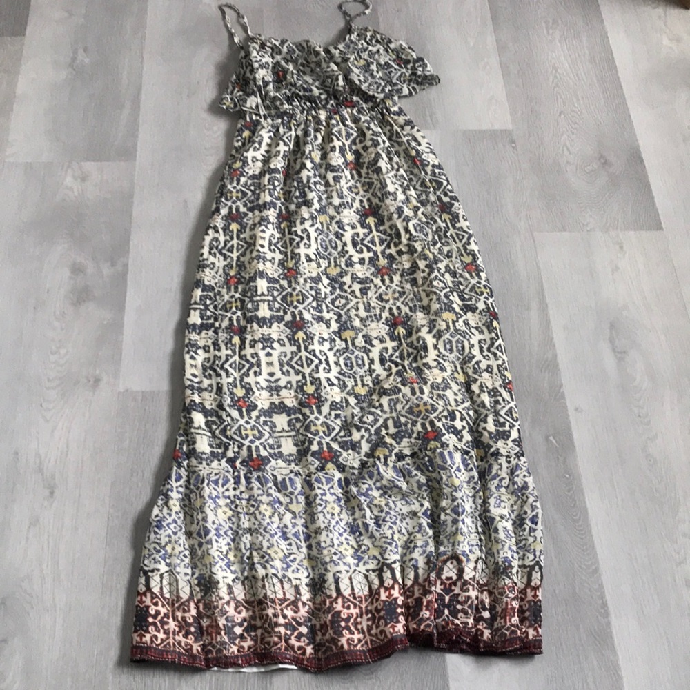 Y2K 100% SILK GYPSY COLORFUL MAXI DRESS FULLY LINED LIGHTWEIGHT BOHO S